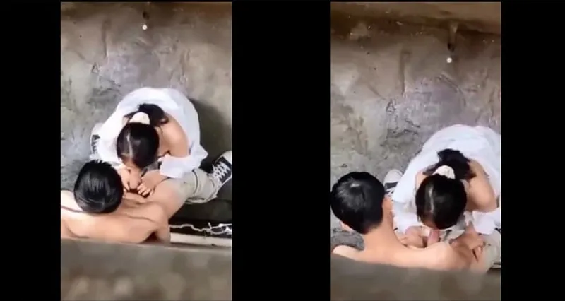 Quay lén em em học sinh bj cho gấu trong hẻm